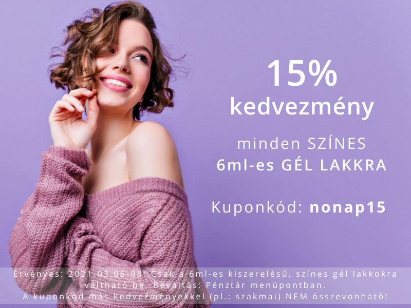 15% kedvezmény színes gél lakkokra